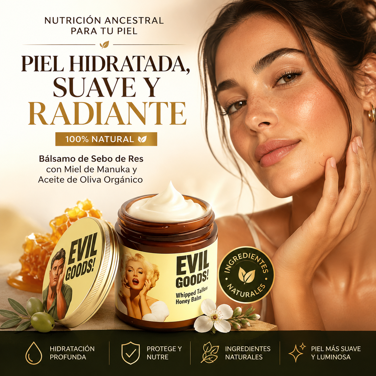 Crema EVIL GOODS ✨ Hidratación Natural Para Una Piel Suave y Radiante
